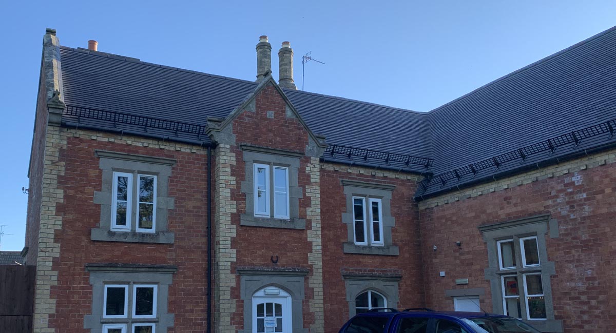 Evolution Centre reroofed with Staffordshire blue plain clay tiles